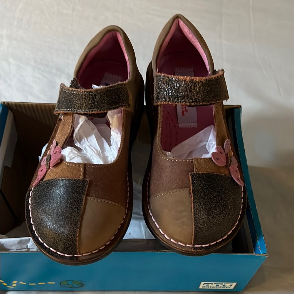 Brown And Pink Kids Shoes